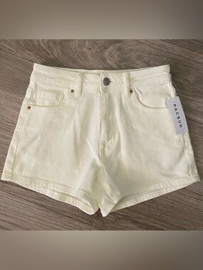 PacSun Light Yellow Stretch High-Rise Denim Shorts